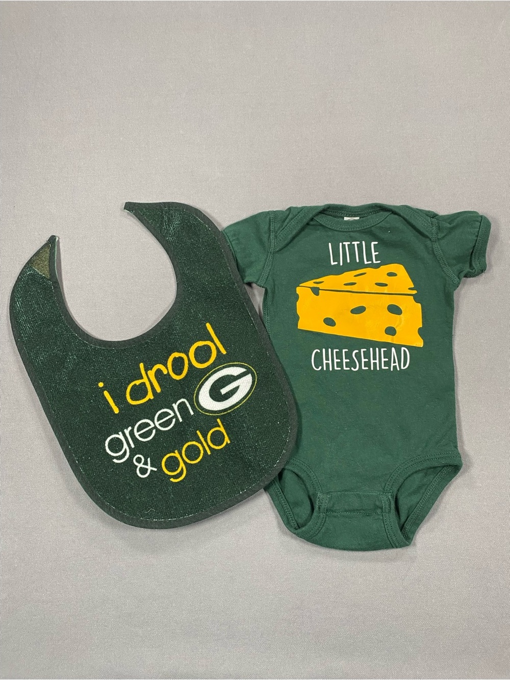 Rabbit Skins Green & Gold Baby Bodysuit and Bib Set